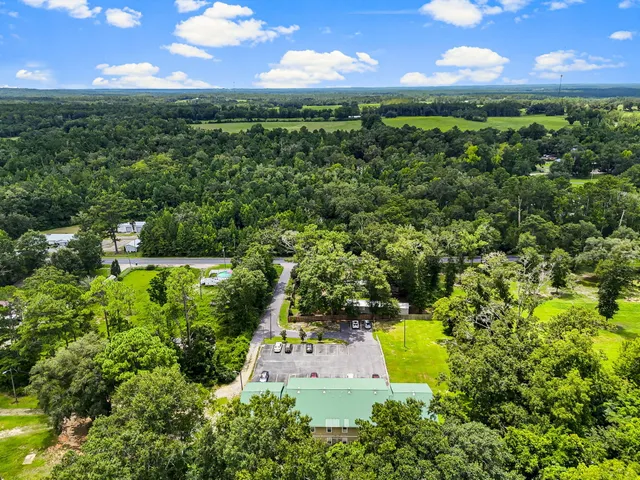 a view of a garden with an ocean and yard