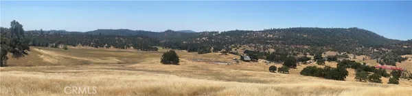 a view of a yard with a mountain