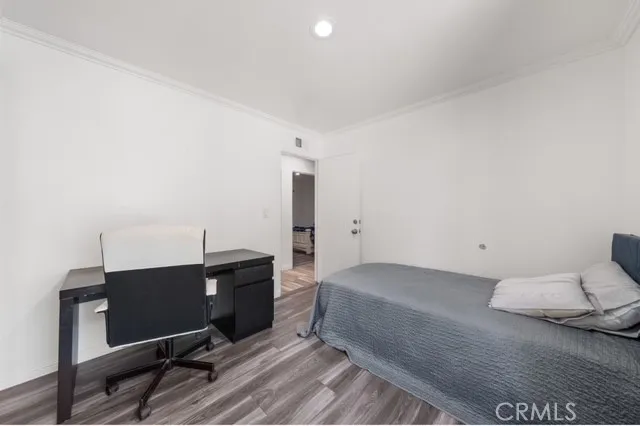 a view of workspace with wooden floor