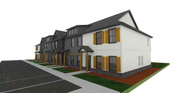 a front view of a house with yard