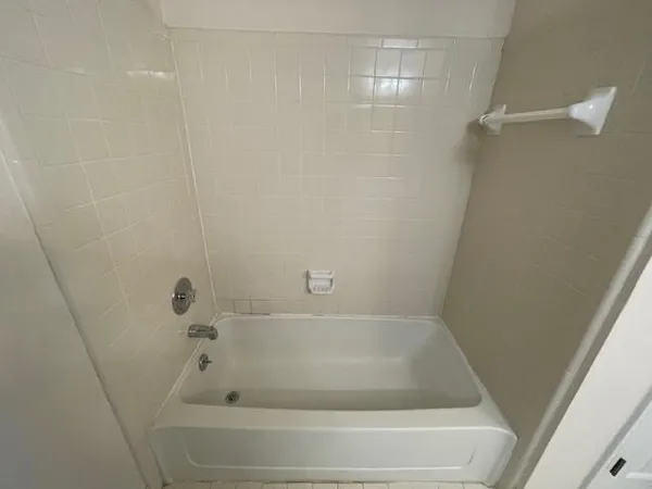 a bathroom with a bathtub