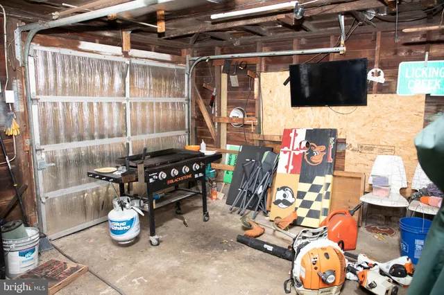a utility room with a shower