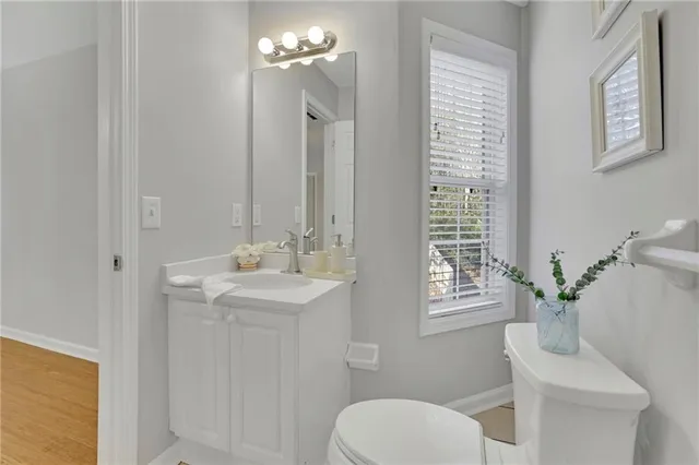 a bathroom with a toilet a sink and mirror