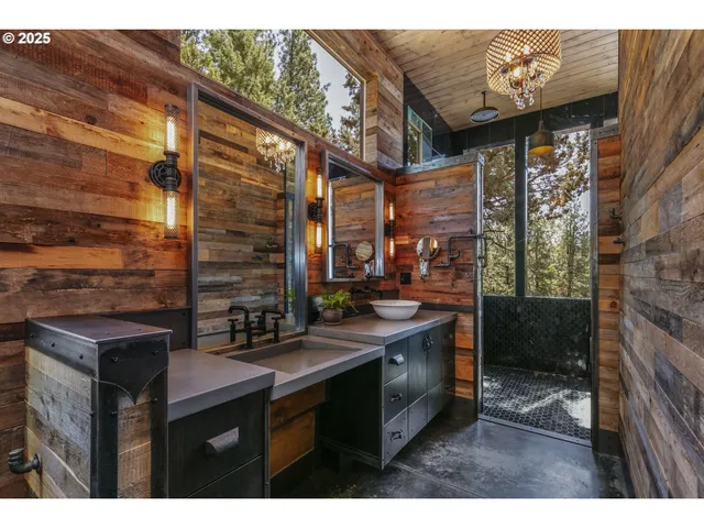 a view of a living room and bathroom
