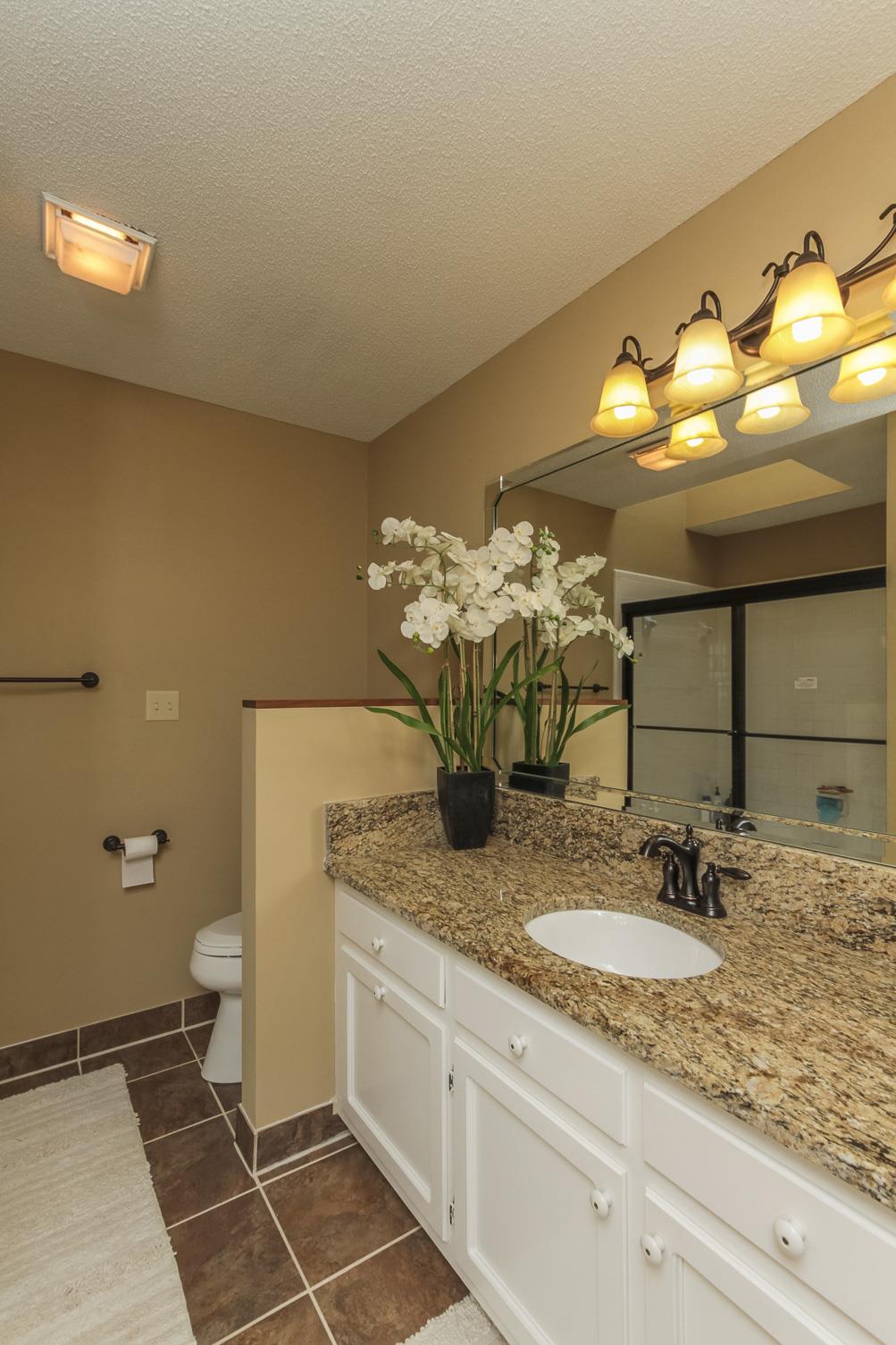 962 Alford Road Murfreesboro, TN 37129 - Photo 17 of 29 a bathroom with a granite countertop sink a toilet and a mirror