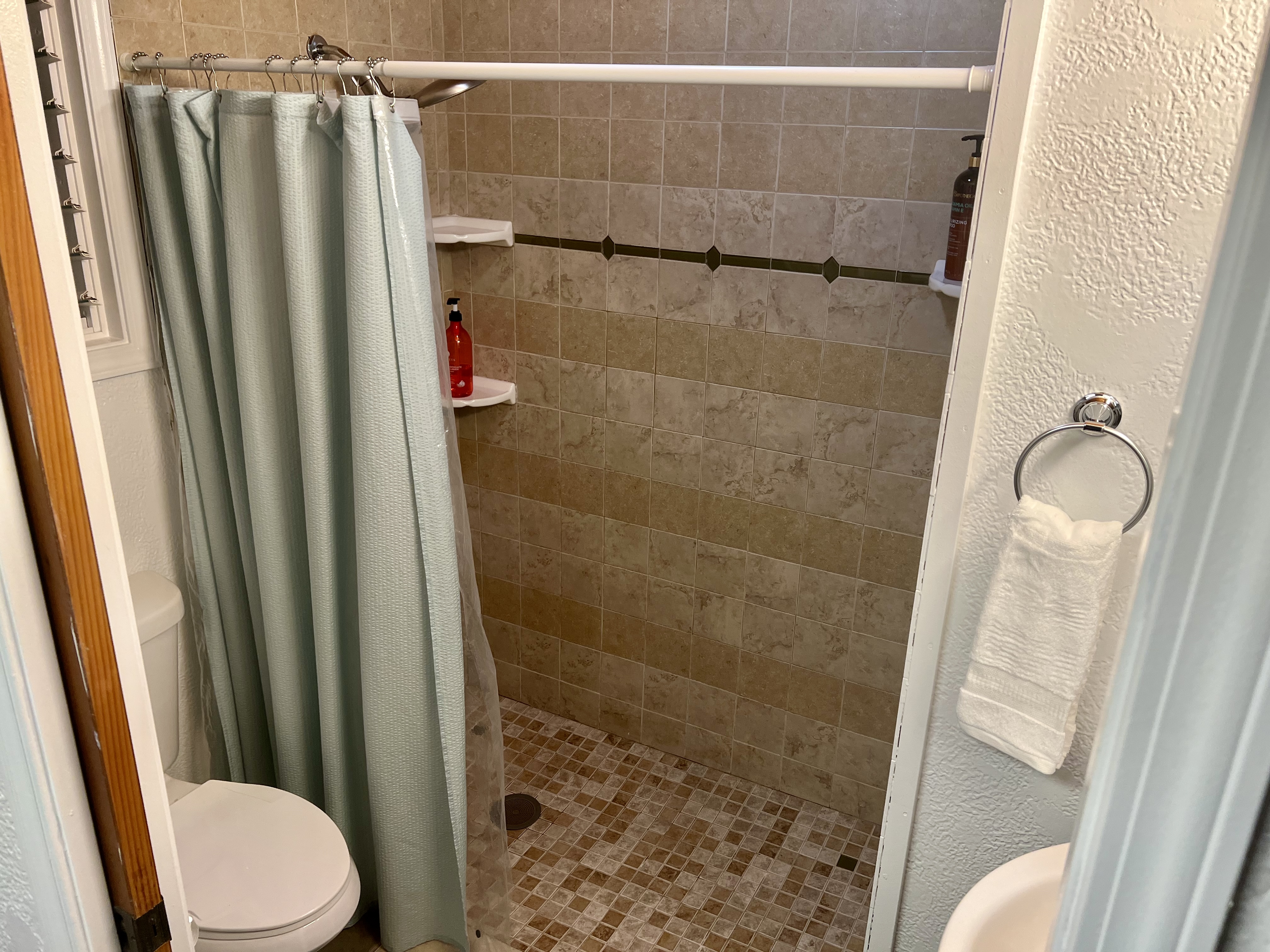 11-2485 Omeka Road Mountain View, HI 96771 - Photo 18 of 30 a bathroom with a shower and toilet