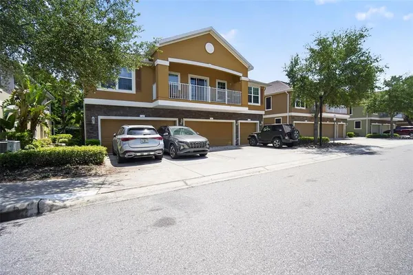 a car parked in front of a house