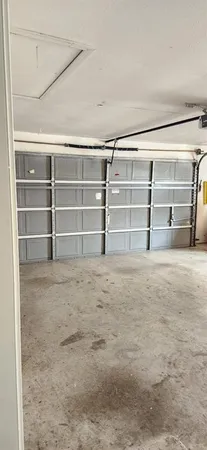 a view of an empty room with empty racks