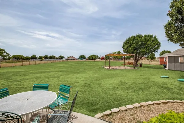a view of a garden with a tree