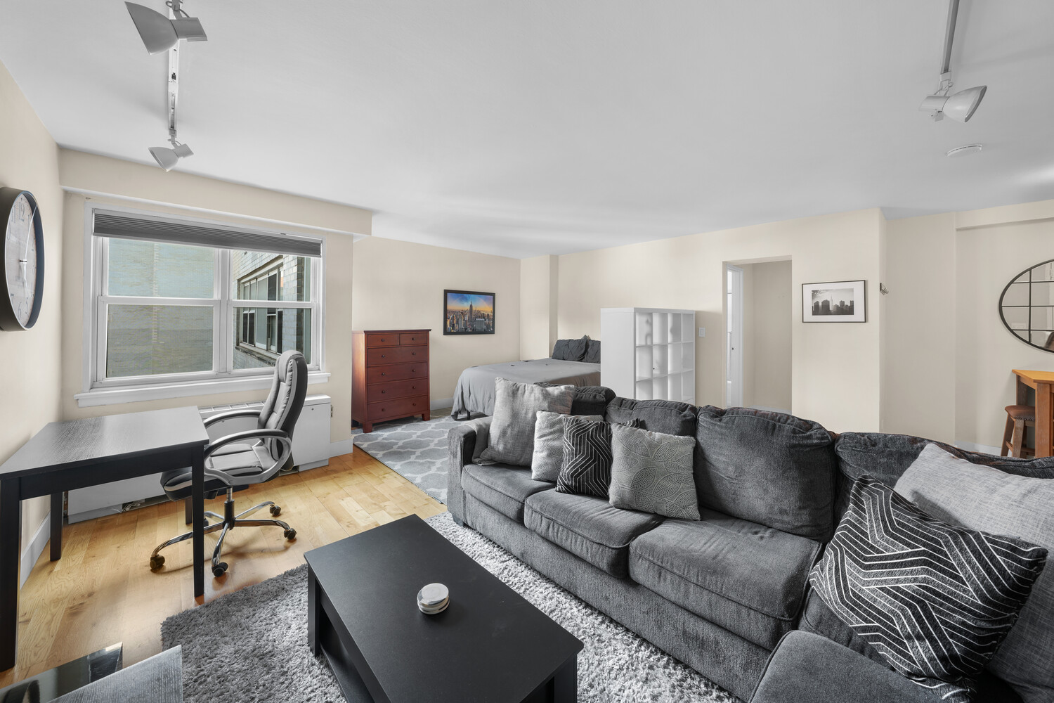 a living room with furniture