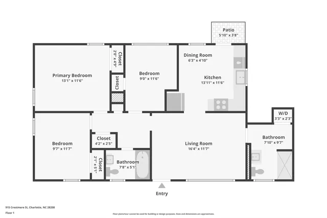 $359,900 | 915 Crestmere Street, Charlotte, NC 28208