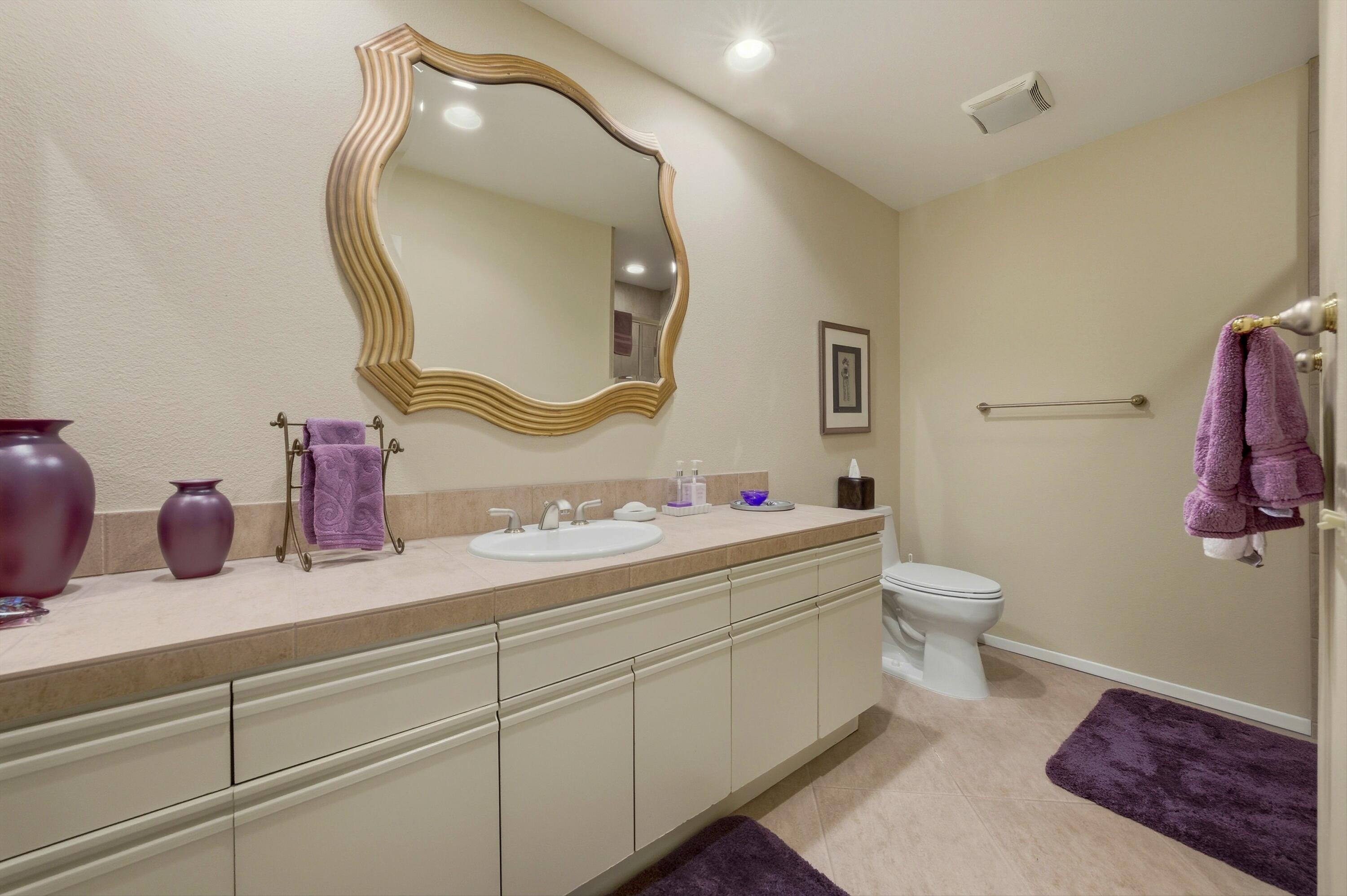 54860 Inverness Way La Quinta, CA 92253 - Photo 13 of 26 a bathroom with a toilet sink vanity and mirror