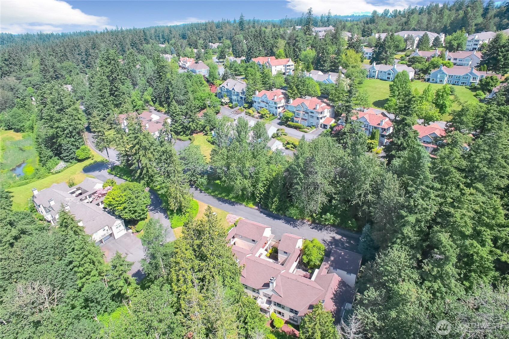 4222 221st Place Southeast, Unit 1081 Issaquah, WA 98029 - Photo 32 of 40 an aerial view of house with yard and mountain view in back