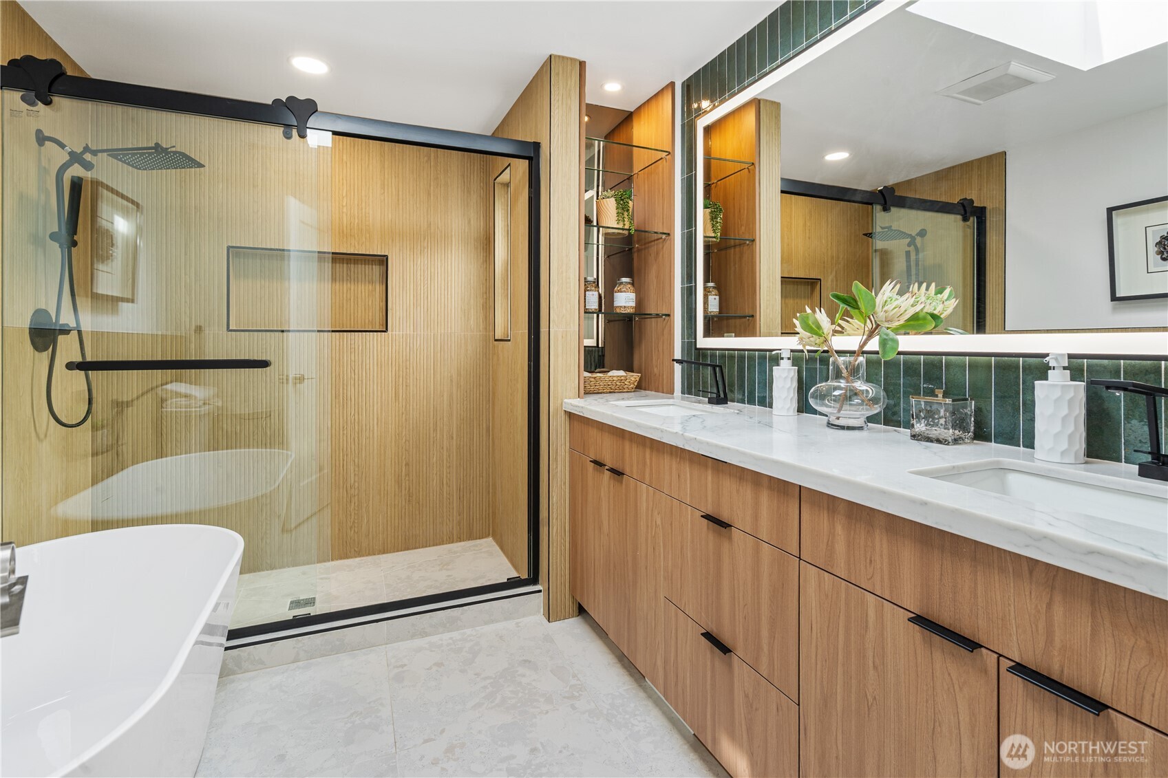 2539 128th Avenue Southeast Bellevue, WA 98005 - Photo 15 of 39 a bathroom with a double vanity sink and mirror