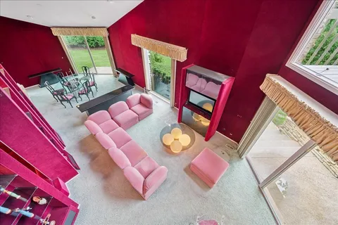 a bedroom with furniture and a bed