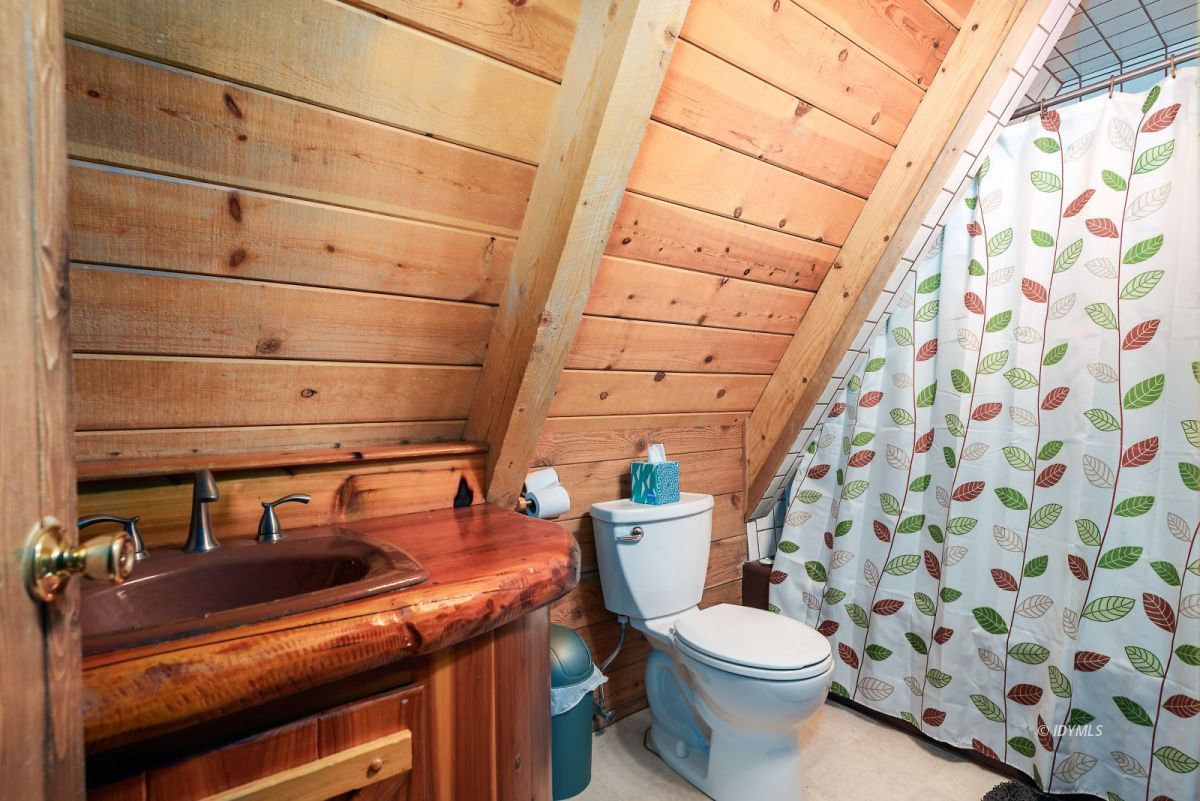 25264 Cougar Road Idyllwild, CA 92549 - Photo 22 of 40 a bathroom with a sink toilet and shower