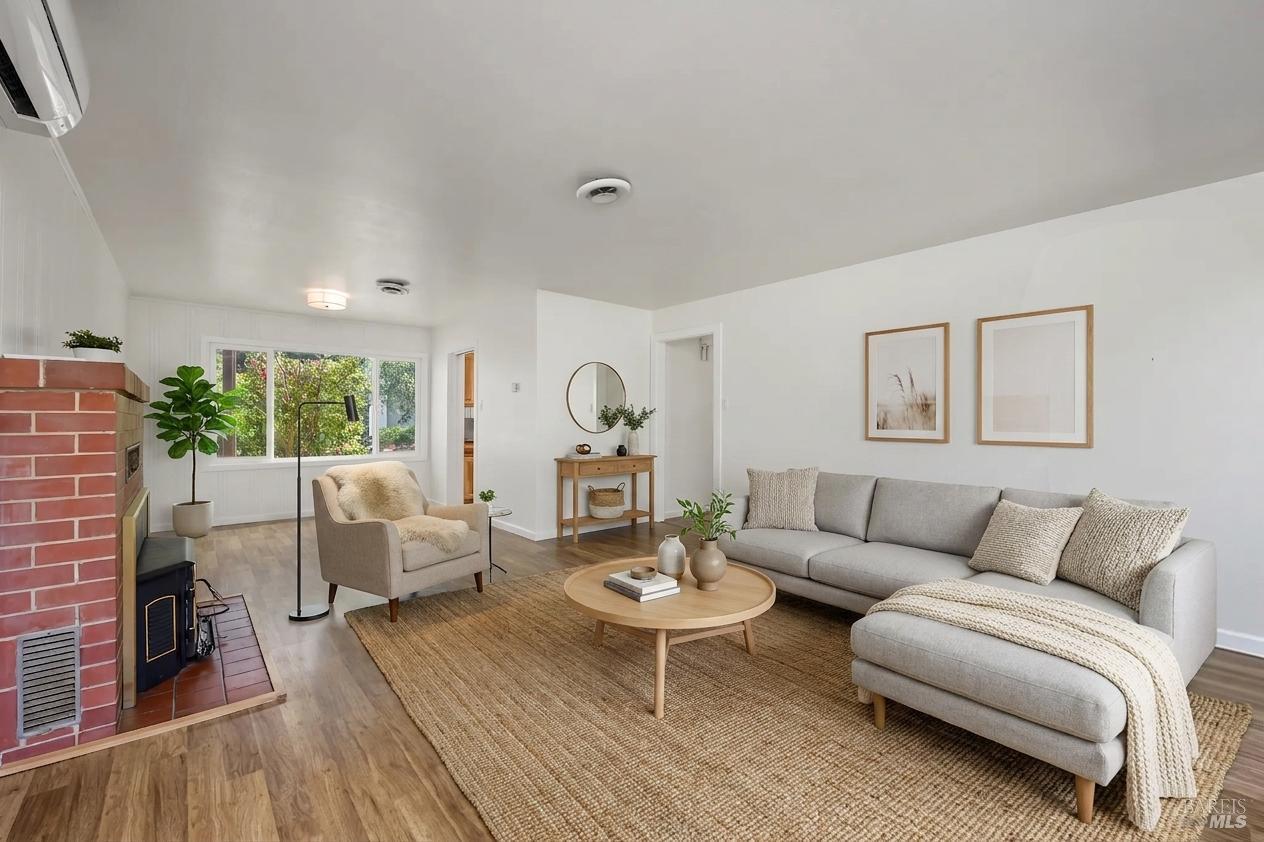 431 Sexton Road Sebastopol, CA 95472 - Photo 3 of 56 Light and bright living room centered around a wood burning fireplace