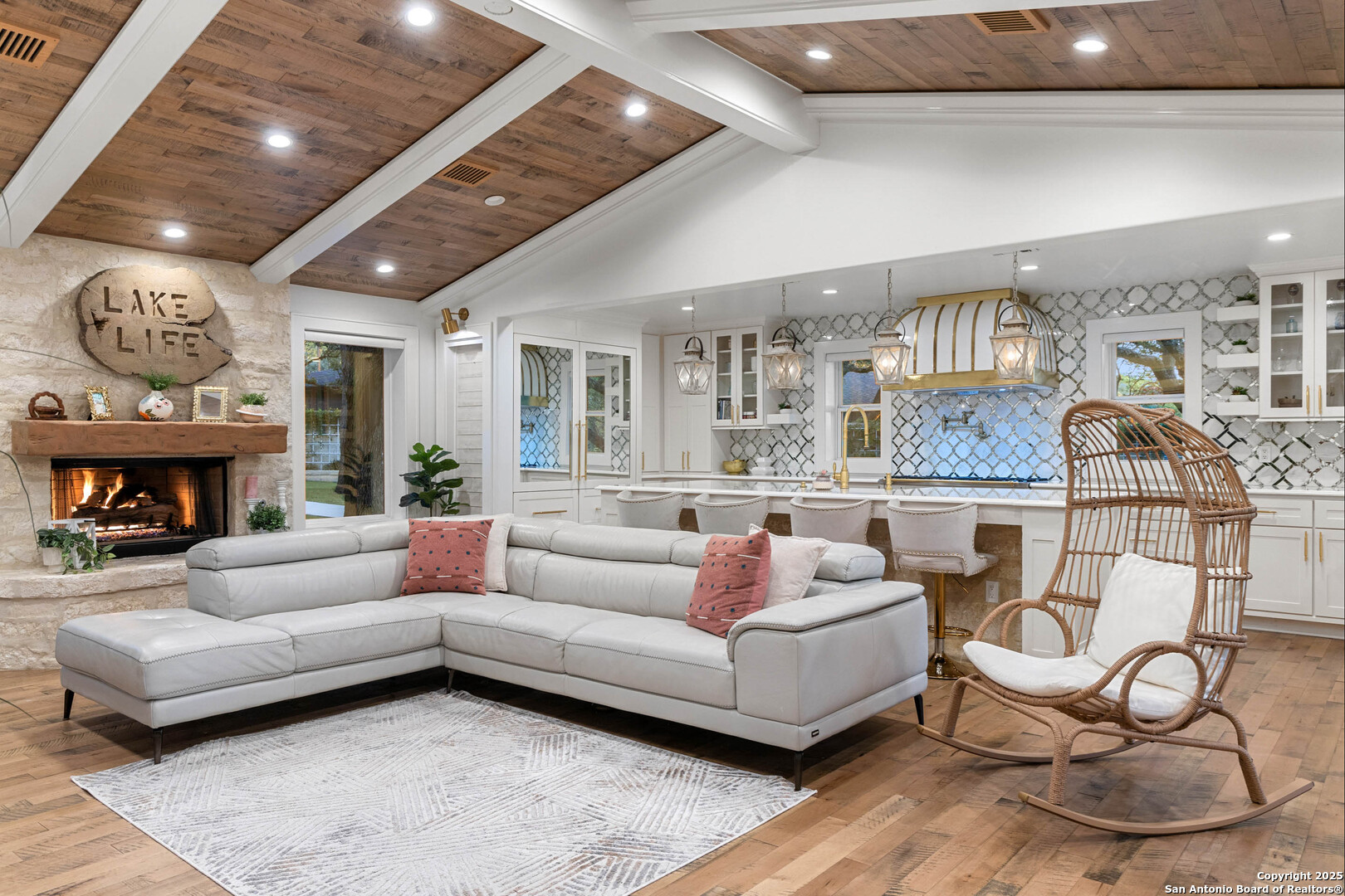 1310 Oak Springs Road Kingsland, TX 78639 - Photo 11 of 49 a living room with furniture a rug and a large window