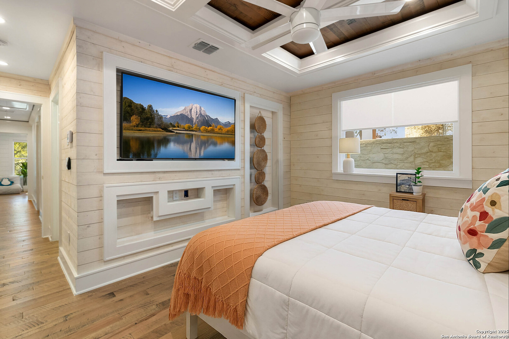 1310 Oak Springs Road Kingsland, TX 78639 - Photo 20 of 49 a bedroom with a bed and a large window with outer view