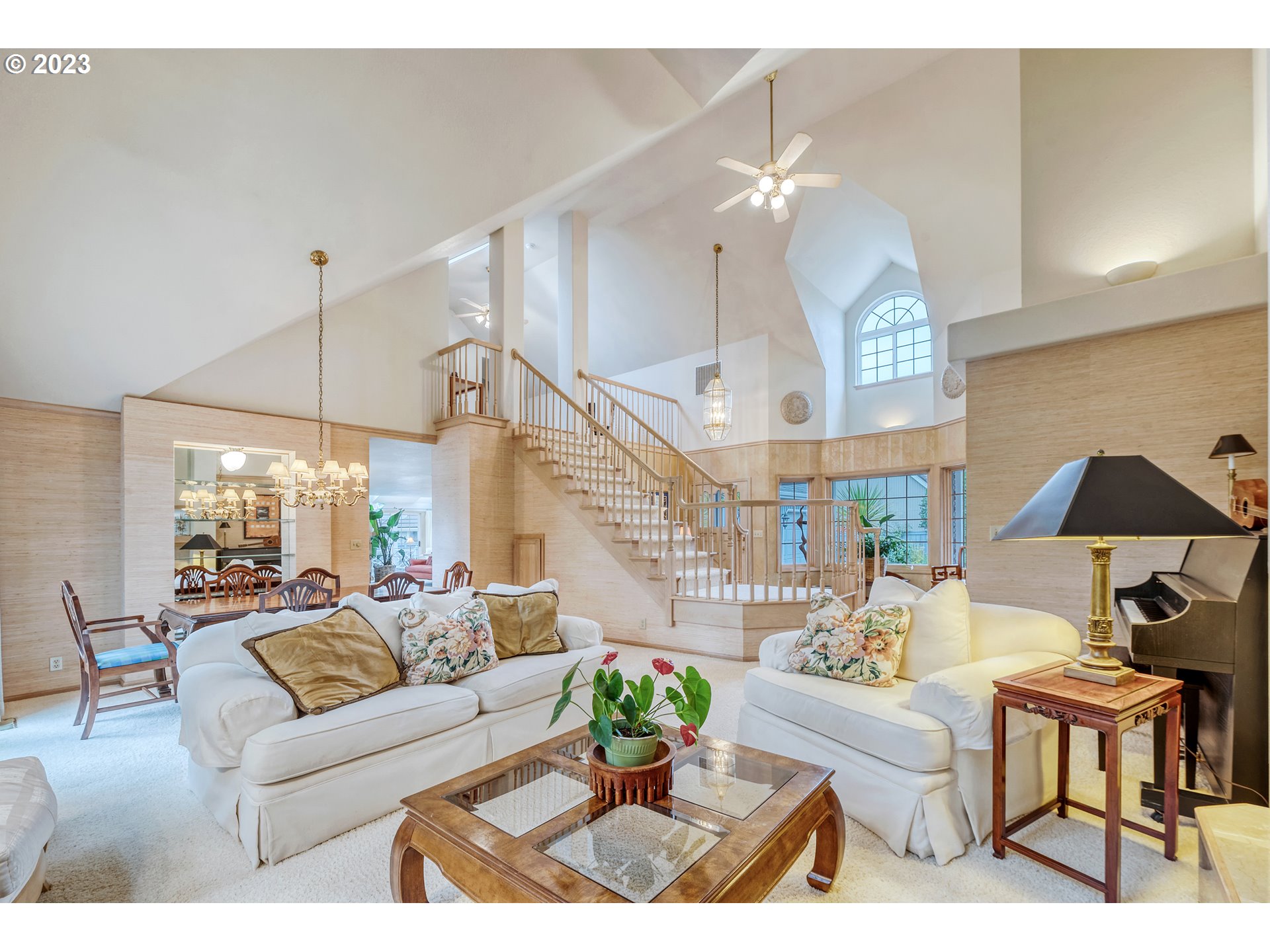 849 Fairway View Drive Eugene, OR 97401 - Photo 9 of 47 a living room with furniture and a chandelier