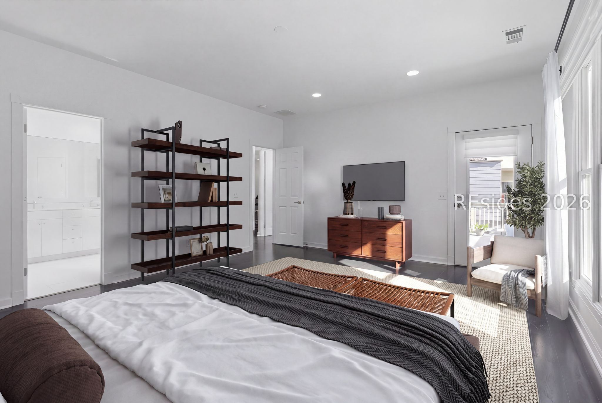 64 Shell Ring Road Hilton Head Island, SC 29928 - Photo 31 of 65 Virtually staged primary bedroom w/ door to deck