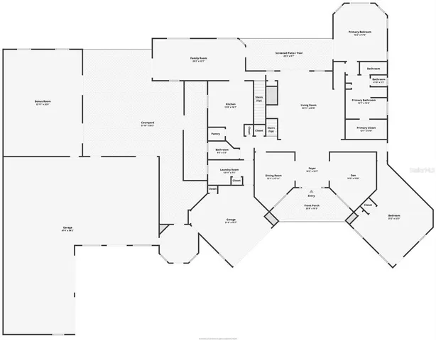 an empty room with closet and windows