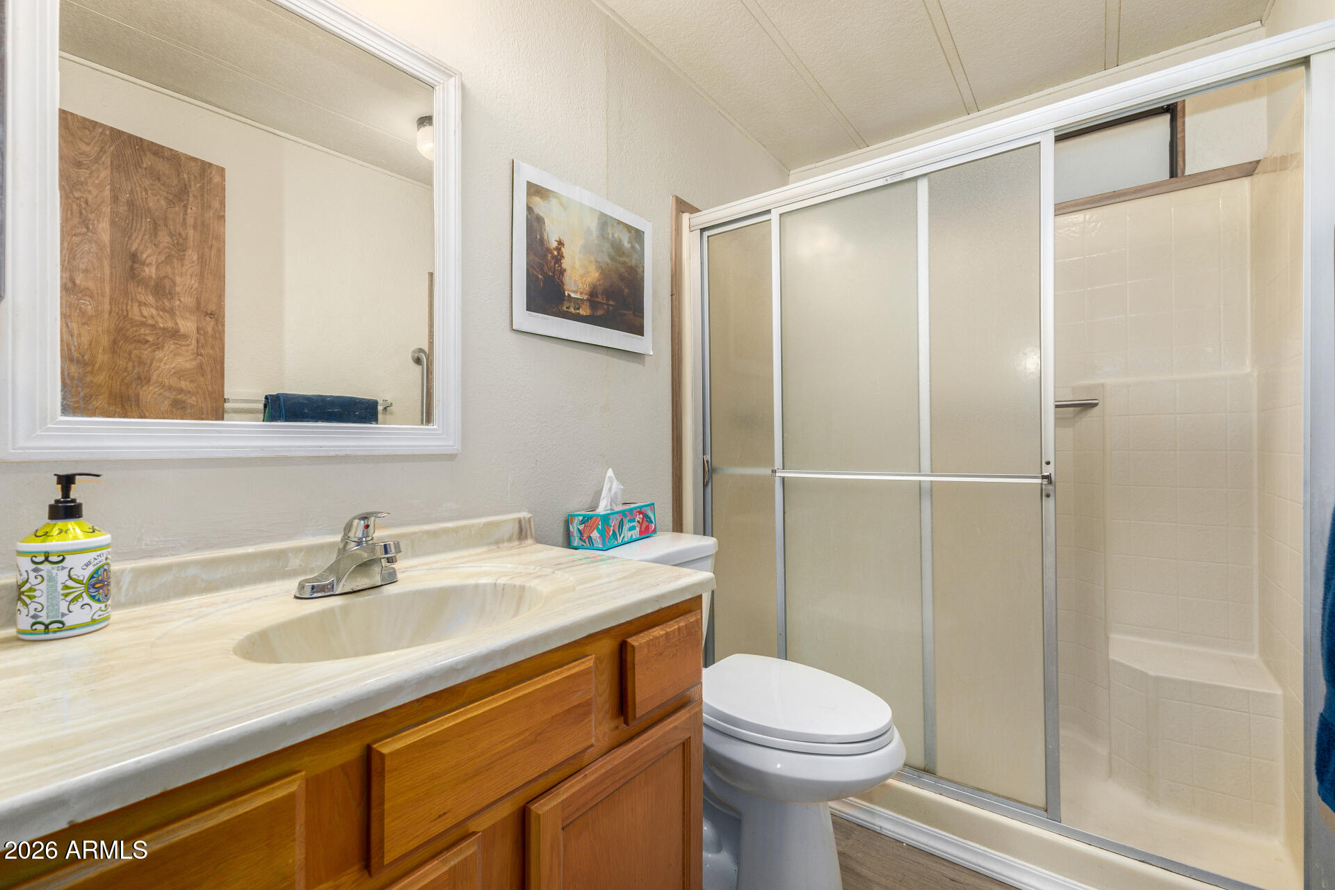 3330 East Main Street, Unit 448 Mesa, AZ 85213 - Photo 19 of 30 a bathroom with a sink toilet and shower