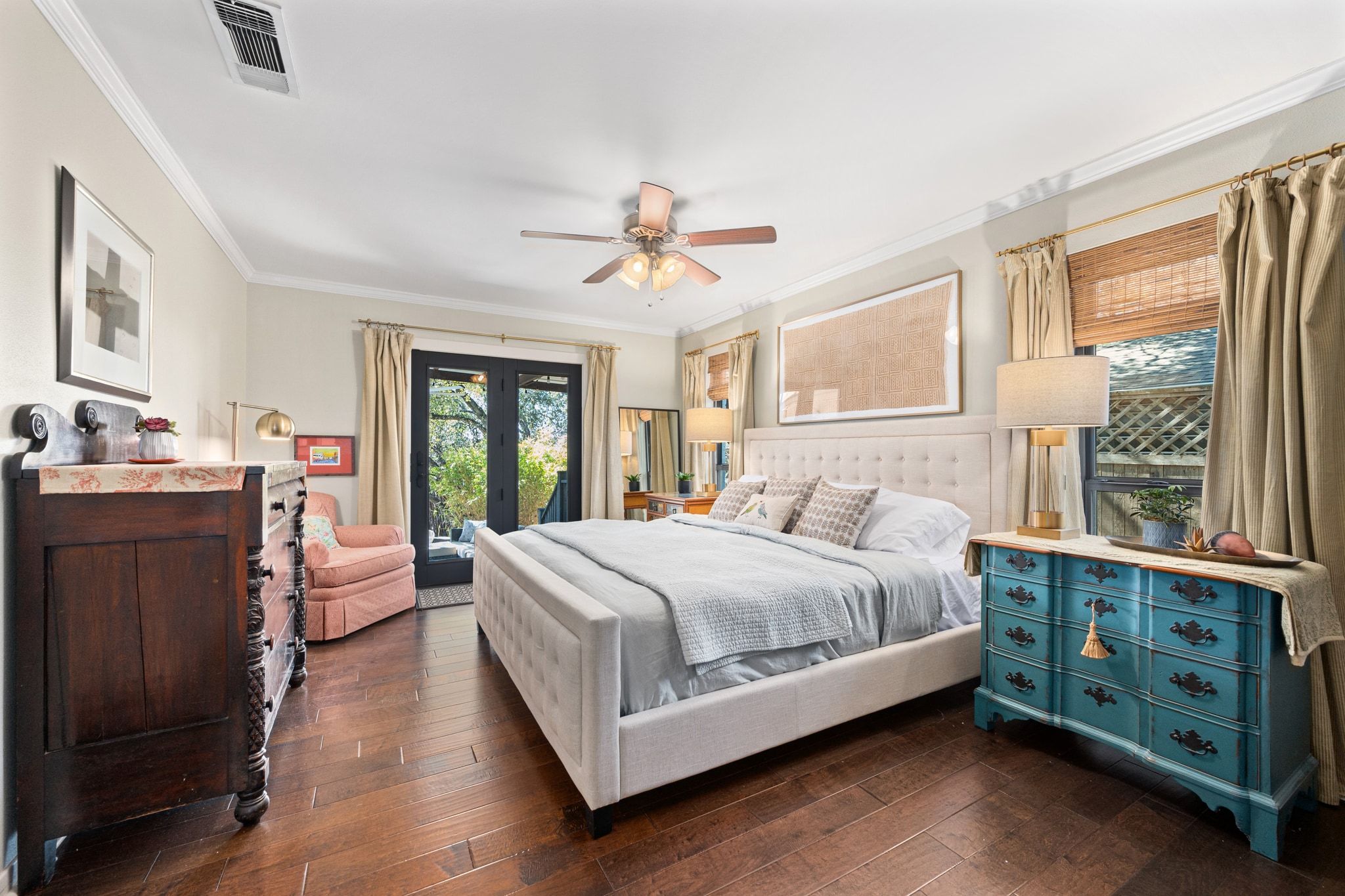 4503 Mountain Path Drive Austin, TX 78759 - Photo 18 of 36 Main level primary with French doors leading to covered patio