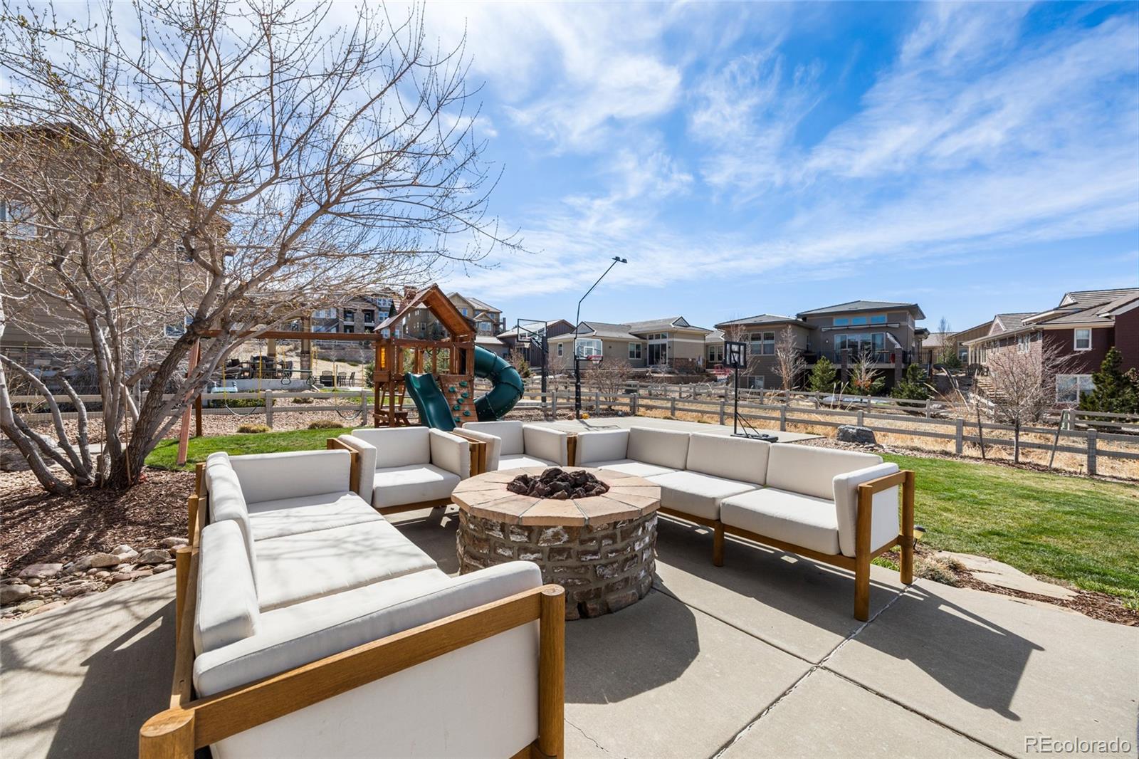 10451 Meadowleaf Way Highlands Ranch, CO 80126 - Photo 32 of 39 a view of a patio with couches and a fire pit