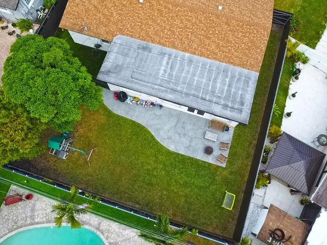an aerial view of a house