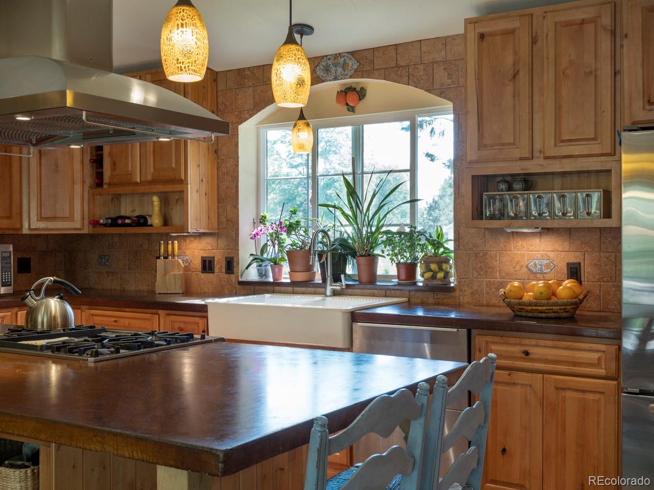 1085 Gapter Road Boulder, CO 80303 - Photo 8 of 24 a kitchen with stainless steel appliances granite countertop a sink a stove and a microwave