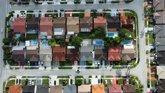 an aerial view of multiple houses