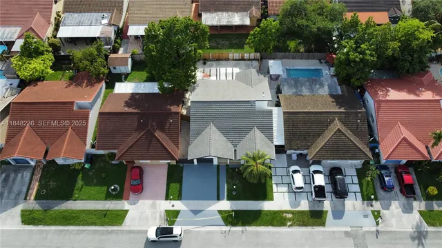 an aerial view of a house