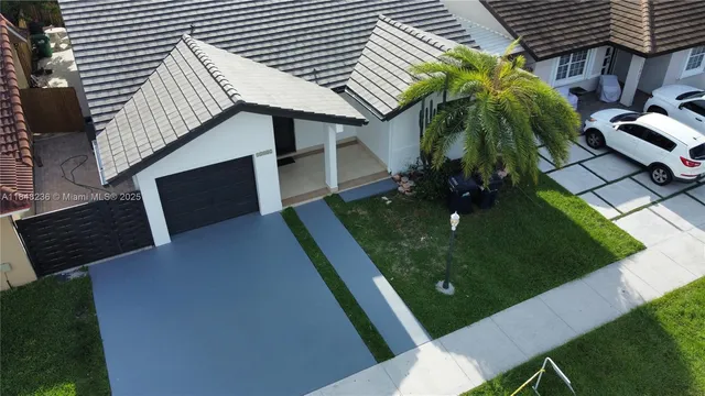 a backyard of a house with seating space