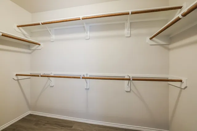 a view of a room with racks on the wall