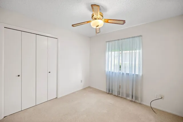 a bedroom with furniture and a potted plant