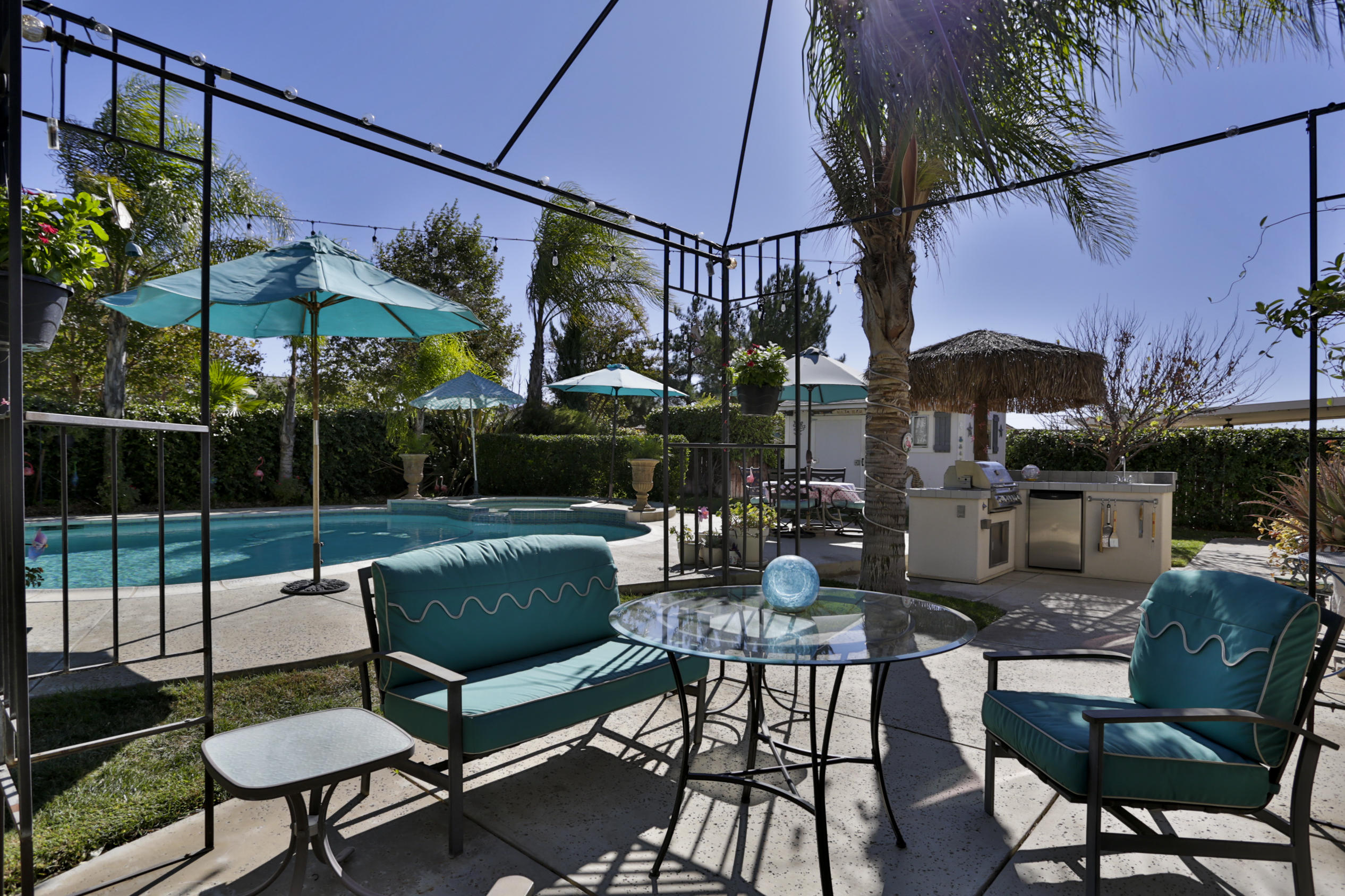 1598 Thunderbird Road Beaumont, CA 92223 - Photo 43 of 52 a outdoor living space with furniture and a fireplace