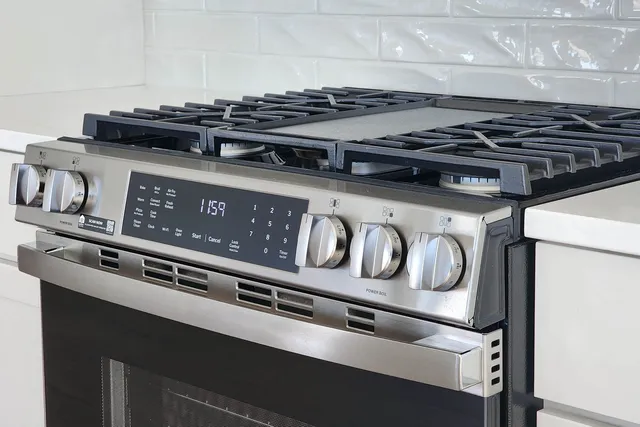 a close view of a stove top oven