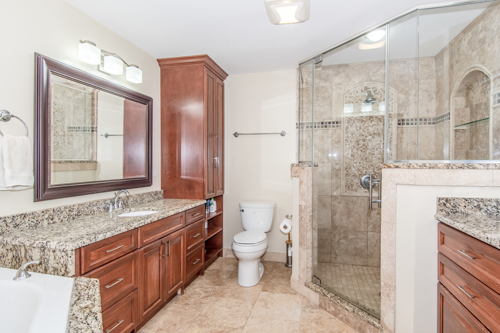 1144 Needham Road Naperville, IL 60563 - Photo 25 of 52 a bathroom with a granite countertop sink toilet and shower