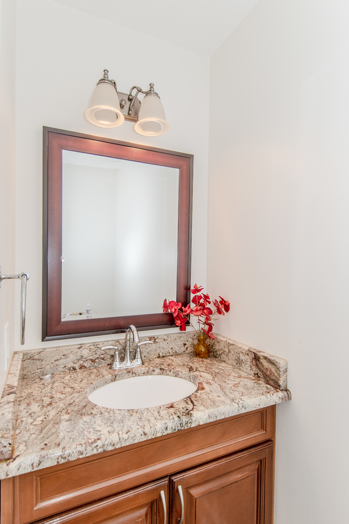 1144 Needham Road Naperville, IL 60563 - Photo 9 of 52 a bathroom with a granite countertop sink and a mirror