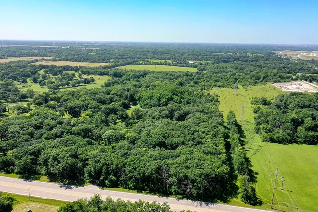 a view of a field with a lush green field