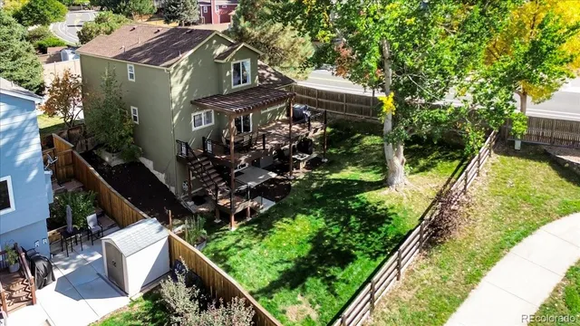 a view of a swimming pool with an outdoor space