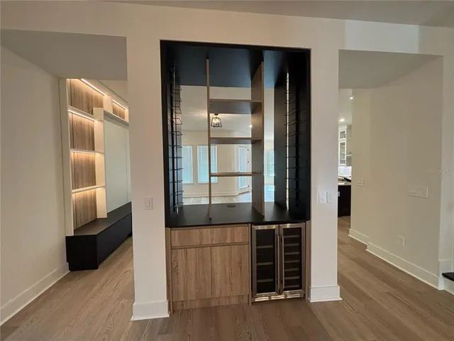 an entryway with a room