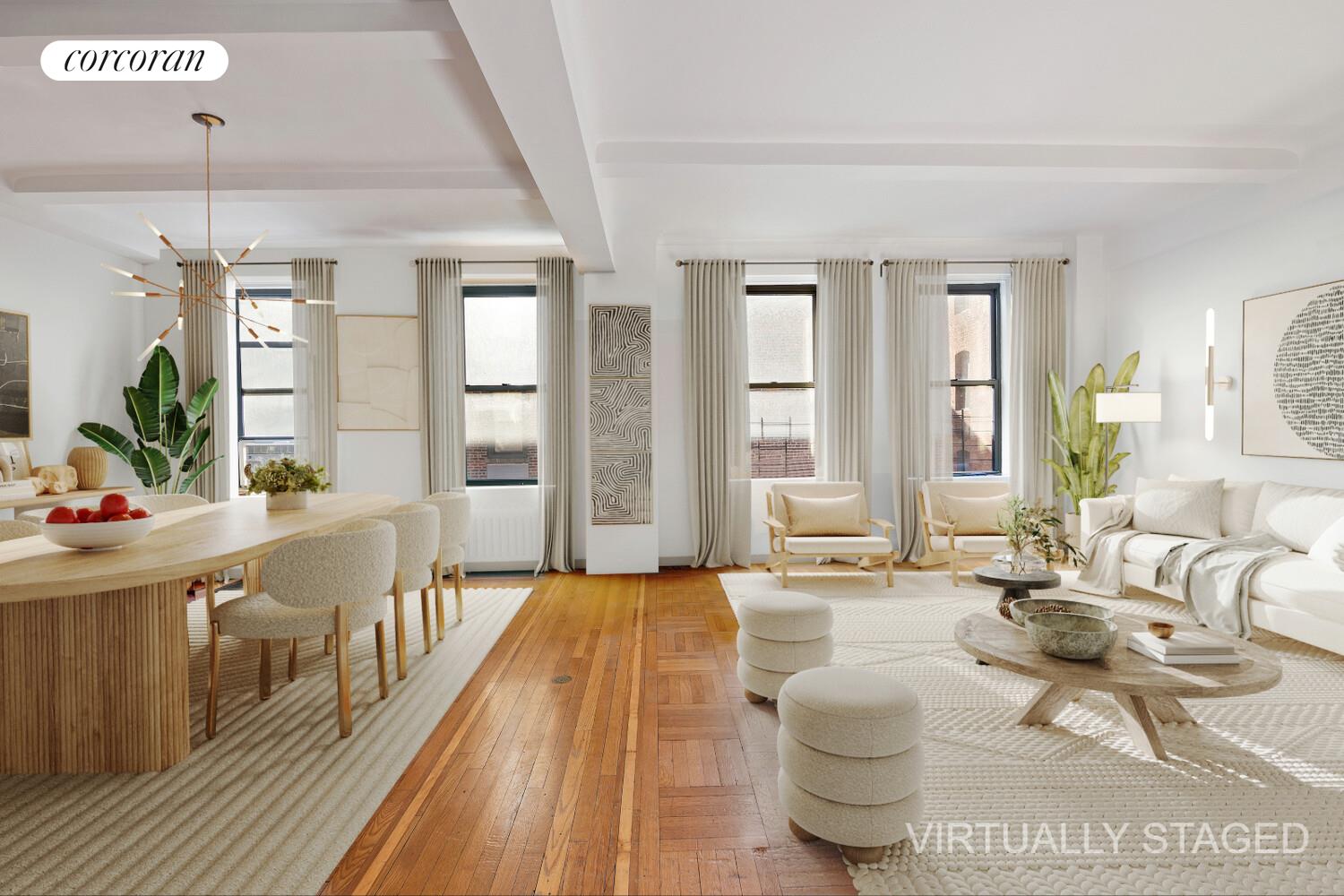 18 West 70th Street, Unit 8C Manhattan, NY 10023 - Photo 3 of 26 a living room with furniture and a large window
