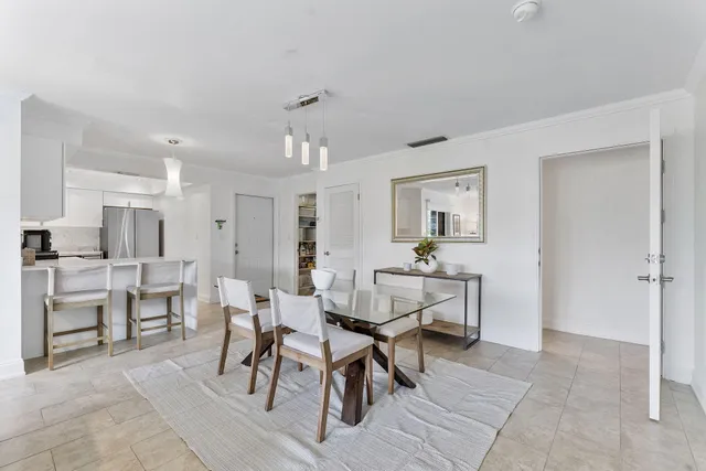 a view of a dining area with furniture
