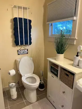 a bathroom with a toilet and a sink