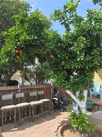 an outdoor view with patio