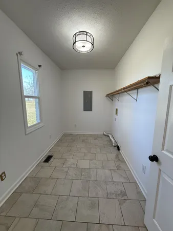 a wooden bench sitting in a wooden shelf