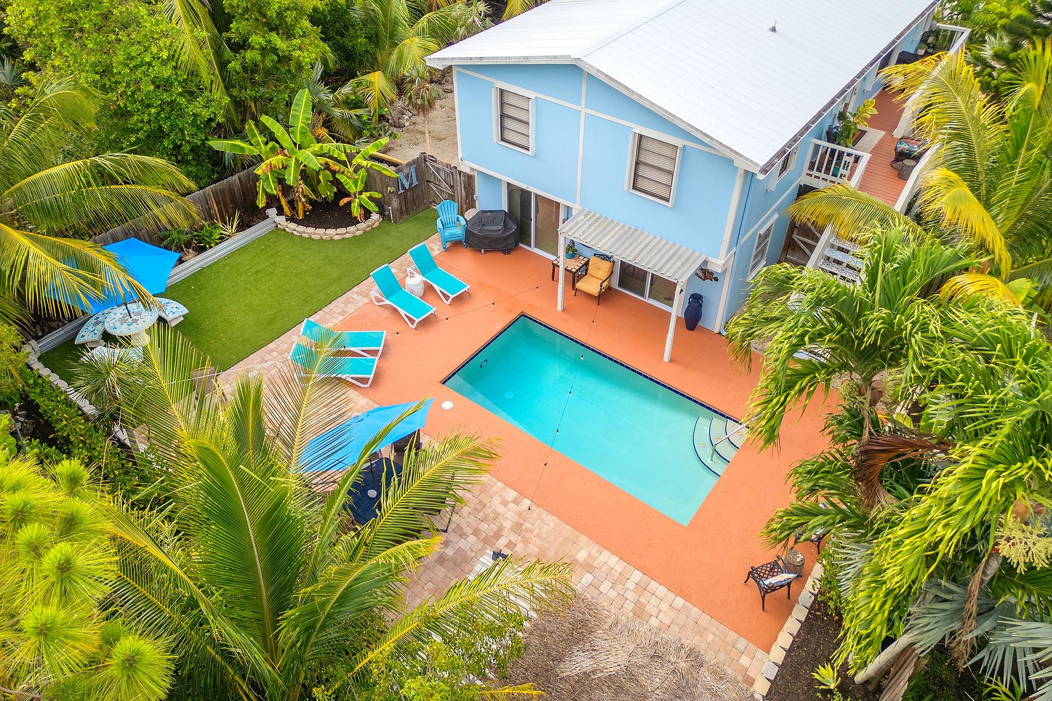 an aerial view of a house