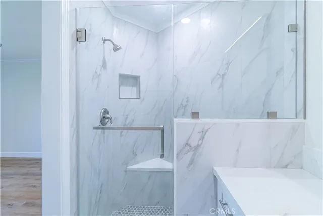 a bathroom with a bathtub and sink